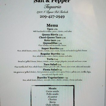 Salt And Pepper Taqueria - Menu - Mexican Near Me - Turlock, California Salt And Pepper Taqueria - Menu - Mexican Near Me - Turlock, California