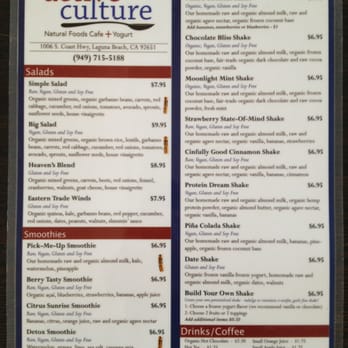 Active Culture - Menu Side 1 - Juice Bars & Smoothies Near Me - Laguna Beach, California