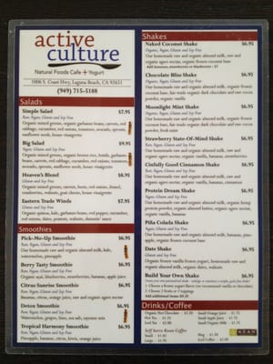 Menu photo 7 Active Culture Laguna Beach, CA