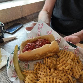 Evviva Bar & Eatery - Meatball sandwich with waffle fries - Pizza Near Me - Lisle, Illinois Evviva Bar & Eatery - Meatball sandwich with waffle fries - Pizza Near Me - Lisle, Illinois