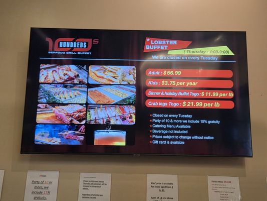 Menu photo 2 100s Seafood Grill Buffet San Diego, CA