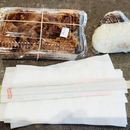 Karaage Chicken & a Tuna Mayo Musubi. Karaage Chicken & a Tuna Mayo Musubi.
