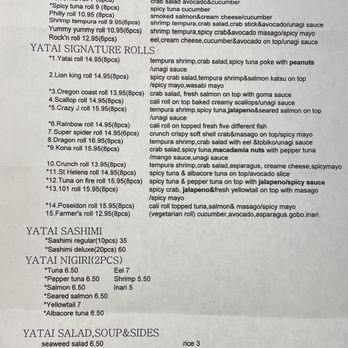Yatai Sushi - most recent menu as of 11/4/2023 - Sushi Bars Near Me - Lincoln City, Oregon Yatai Sushi - most recent menu as of 11/4/2023 - Sushi Bars Near Me - Lincoln City, Oregon