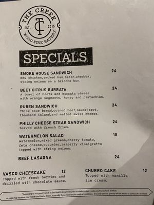 Menu photo 2 The Creek Eatery San Jose, CA Menu photo 2 The Creek Eatery San Jose, CA