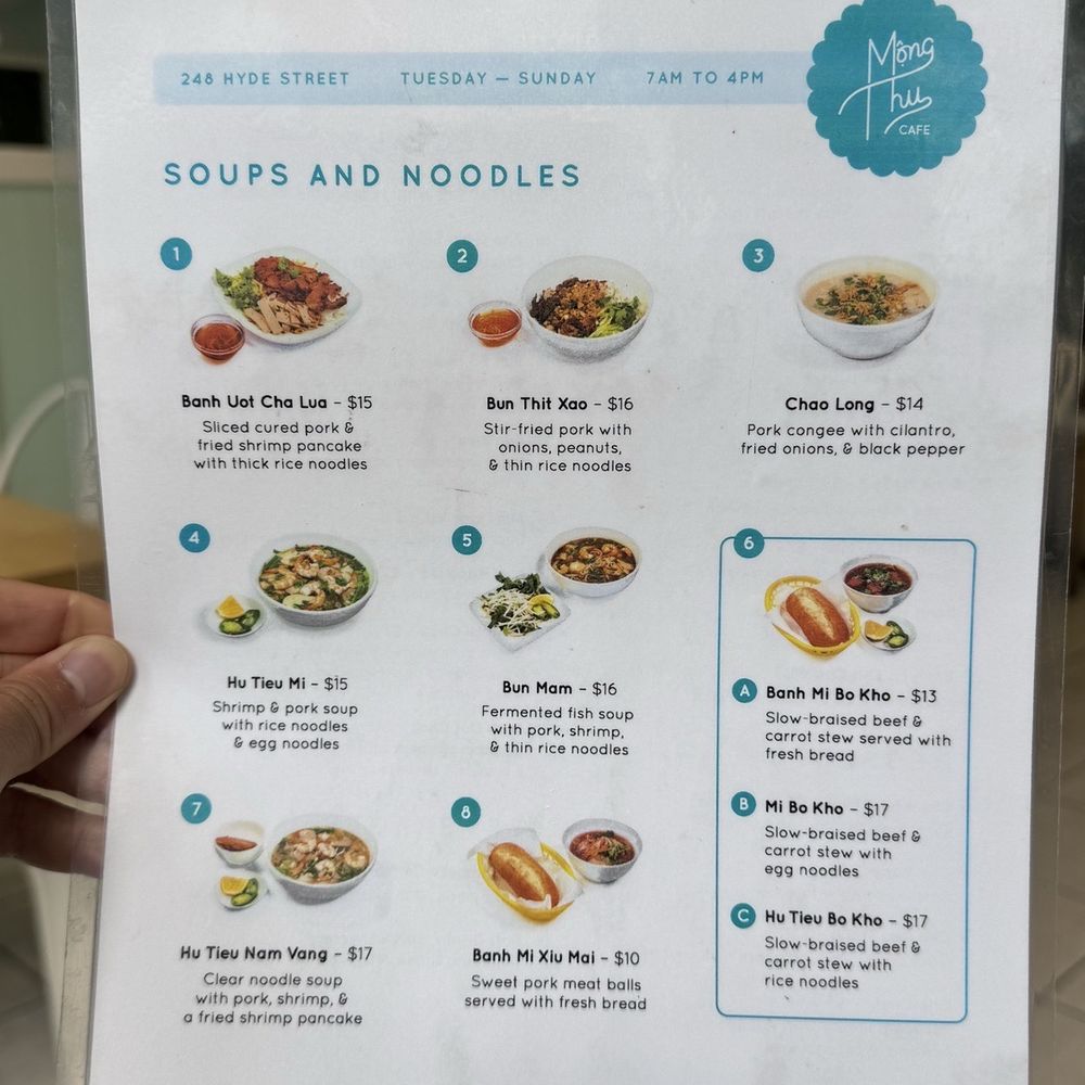 Mong Thu Cafe - Soup and Noodles Menu - Vietnamese Near Me - San Francisco, California Mong Thu Cafe - Soup and Noodles Menu - Vietnamese Near Me - San Francisco, California