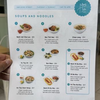 Mong Thu Cafe - Soup and Noodles Menu - Vietnamese Near Me - San Francisco, California