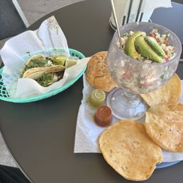 Barbacoa tacos and fish ceviche Barbacoa tacos and fish ceviche