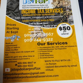 Js Top Dollar Tax Professional Services - Tax Services Near Me - Rancho Cucamonga, California Js Top Dollar Tax Professional Services - Tax Services Near Me - Rancho Cucamonga, California