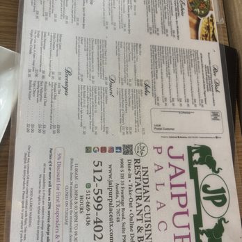 Jaipur Palace - Austin - Menu - Indian Near Me - Austin, Texas