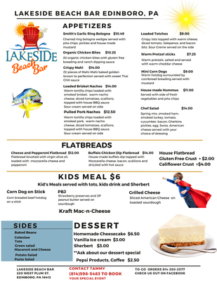 Menu photo 2 Lakeside Beach Bar Edinboro, PA Menu photo 2 Lakeside Beach Bar Edinboro, PA