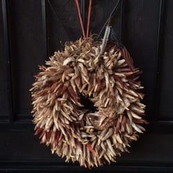 Pelham House - Chile wreath on the Casita door