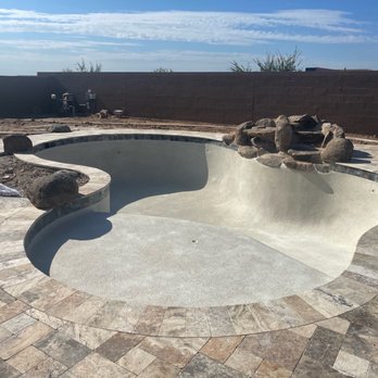 Thunderbird Pools & Spas - Pool with Baja shelf and waterfall - Hot Tub & Pool Near Me - Surprise, Arizona