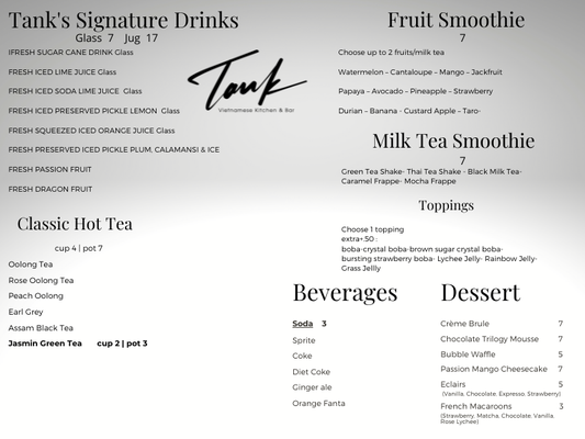 Menu photo 8 Tank Kitchen & Bar Chicago, IL