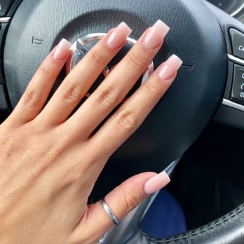 Nails On Nails & Spa - Pink acrylic powder with clear gel coat! Love them! - Nail Salons Near Me - Whittier, California