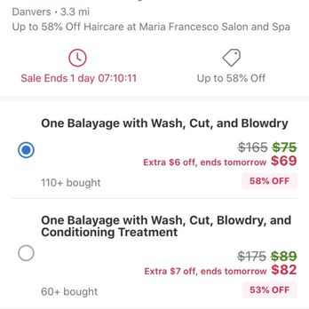 Maria Francesco Salon & Spa - "One balayage" would usually mean one full, unless specified otherwise - Skin Care Near Me - Danvers, Massachusetts