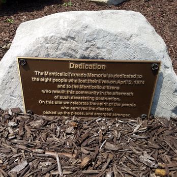 Tornado Memorial - Dedication plaque - Landmarks & Historical Buildings Near Me - Monticello, Indiana