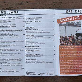 Pllek - Snack menu - Beach Bars Near Me - Amsterdam, New Hampshire