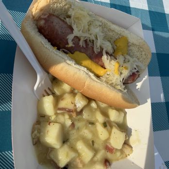 Gerhard's Brats - Original brat with German potato salad. - Food Trucks Near Me - Minneapolis, Minnesota Gerhard's Brats - Original brat with German potato salad. - Food Trucks Near Me - Minneapolis, Minnesota