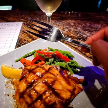 JohnnyLukes KitchenBar - Bourbon glazed salmon - New American Near Me - Wilmington, North Carolina