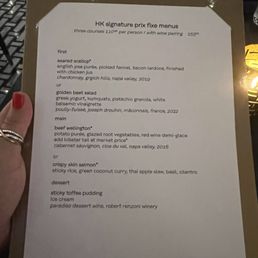 Prix five menu