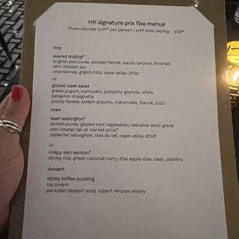 Hell's Kitchen - Prix five menu - Cocktail Bars Near Me - Funner, California