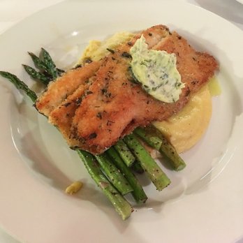 Kool Beanz Cafe - Rainbow fish with asparagus and polenta - New American Near Me - Tallahassee, Florida Kool Beanz Cafe - Rainbow fish with asparagus and polenta - New American Near Me - Tallahassee, Florida