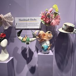 Handmade headgear worn at the track.