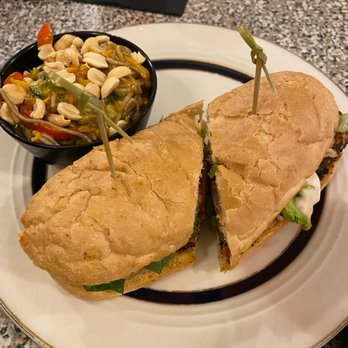 Sitwell's Coffeehouse Act II - Vegan Tofu PO Boy with Thai Peanut Pasta Salad - Coffee & Tea Near Me - Cincinnati, Ohio Sitwell's Coffeehouse Act II - Vegan Tofu PO Boy with Thai Peanut Pasta Salad - Coffee & Tea Near Me - Cincinnati, Ohio
