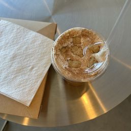 Teddy gram latte and breakfast burrito Teddy gram latte and breakfast burrito