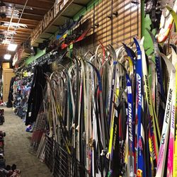 Play It Again Sports - Just ask staff for your ski size :) They are more than willing to help you find the equipment that's appropriate for you.