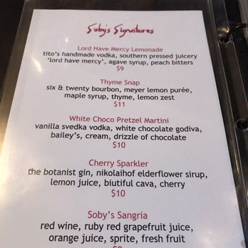 Soby's - Drink menu - New American Near Me - Greenville, South Carolina