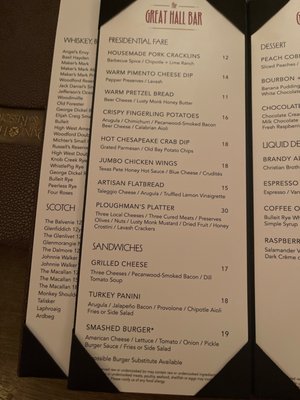 Menu photo 1 Great Hall Bar Asheville, NC Menu photo 1 Great Hall Bar Asheville, NC