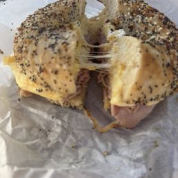 Soggy bagel. Turkey and not ham like I ordered. Minuscule amount of meat. Overpriced.