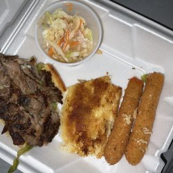 Baja Bar & Grill - 1/2 portion cheese steak with cheese sticks and coleslaw