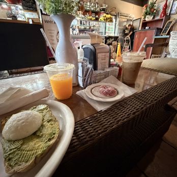Chez Cafe - Chai latte avocado toast with poached egg is one of our favorites - Cafes Near Me - Pompano Beach, Florida
