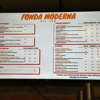 Fonda Moderna Del Sur - Menu - Tacos Near Me - Orange, California Fonda Moderna Del Sur - Menu - Tacos Near Me - Orange, California