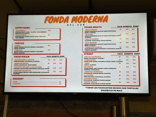 Menu photo 2 Fonda Moderna Del Sur Orange, CA Menu photo 2 Fonda Moderna Del Sur Orange, CA