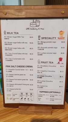 Menu photo 1 Jie Bakery & Tea Seattle, WA Menu photo 1 Jie Bakery & Tea Seattle, WA