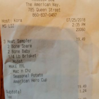 Mission BBQ - A lot of food for the price (which includes donation) - Barbeque Near Me - Southington, Connecticut Mission BBQ - A lot of food for the price (which includes donation) - Barbeque Near Me - Southington, Connecticut