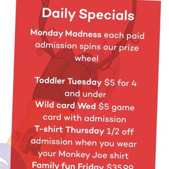 Monkey Joe's - Daily specials and admission - Venues & Event Spaces Near Me - Coral Springs, Florida Monkey Joe's - Daily specials and admission - Venues & Event Spaces Near Me - Coral Springs, Florida