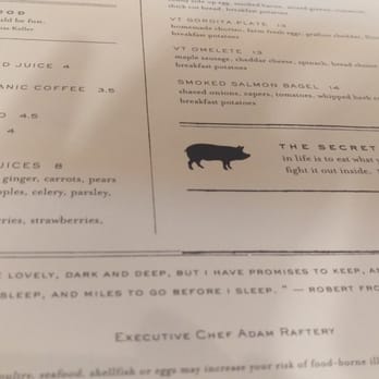 The Copper Grouse - Literary quotations on the breakfast menu - New American Near Me - Manchester, Vermont