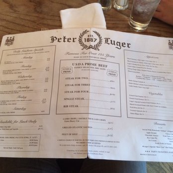 Peter Luger - Menu, increased prices since some menu postings. - Steakhouses Near Me - Brooklyn, New York Peter Luger - Menu, increased prices since some menu postings. - Steakhouses Near Me - Brooklyn, New York