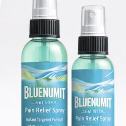 Sample size bottles of BLUENUMIT pain spray 2.oz $20 and 4.oz bottles $40