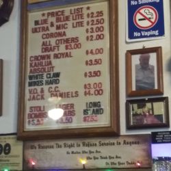 Redskins Saloon - Drink Prices