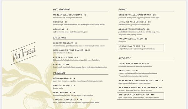 Menu photo 7 Via Triozzi Dallas, TX