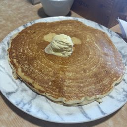 my sisters MASSIVE pancake (the size of her hand??!) my sisters MASSIVE pancake (the size of her hand??!)