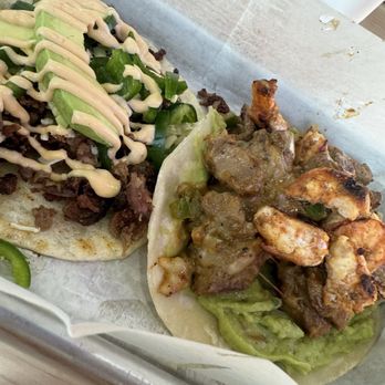 Pacific Coast Tacos - Call Cowboy on the left and Surf n Turf on the right. - Tacos Near Me - Houston, Texas