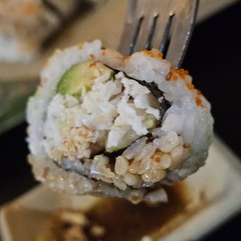Wasabi's - A fork with a piece of the California Roll. - Sushi Bars Near Me - Roanoke, Virginia Wasabi's - A fork with a piece of the California Roll. - Sushi Bars Near Me - Roanoke, Virginia