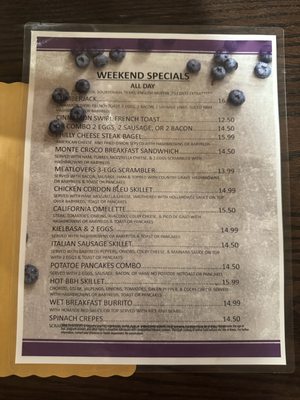 Menu photo 3 Blueberry Hilltop Cafe Mount Pleasant, WI