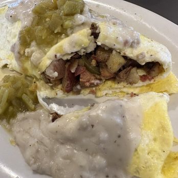Eggs Up Grill - Inside of Texas Farmhouse Omelette - Breakfast & Brunch Near Me - Meridian, Mississippi Eggs Up Grill - Inside of Texas Farmhouse Omelette - Breakfast & Brunch Near Me - Meridian, Mississippi